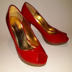 Patent Look Peep Toe Platform Heels Pumps